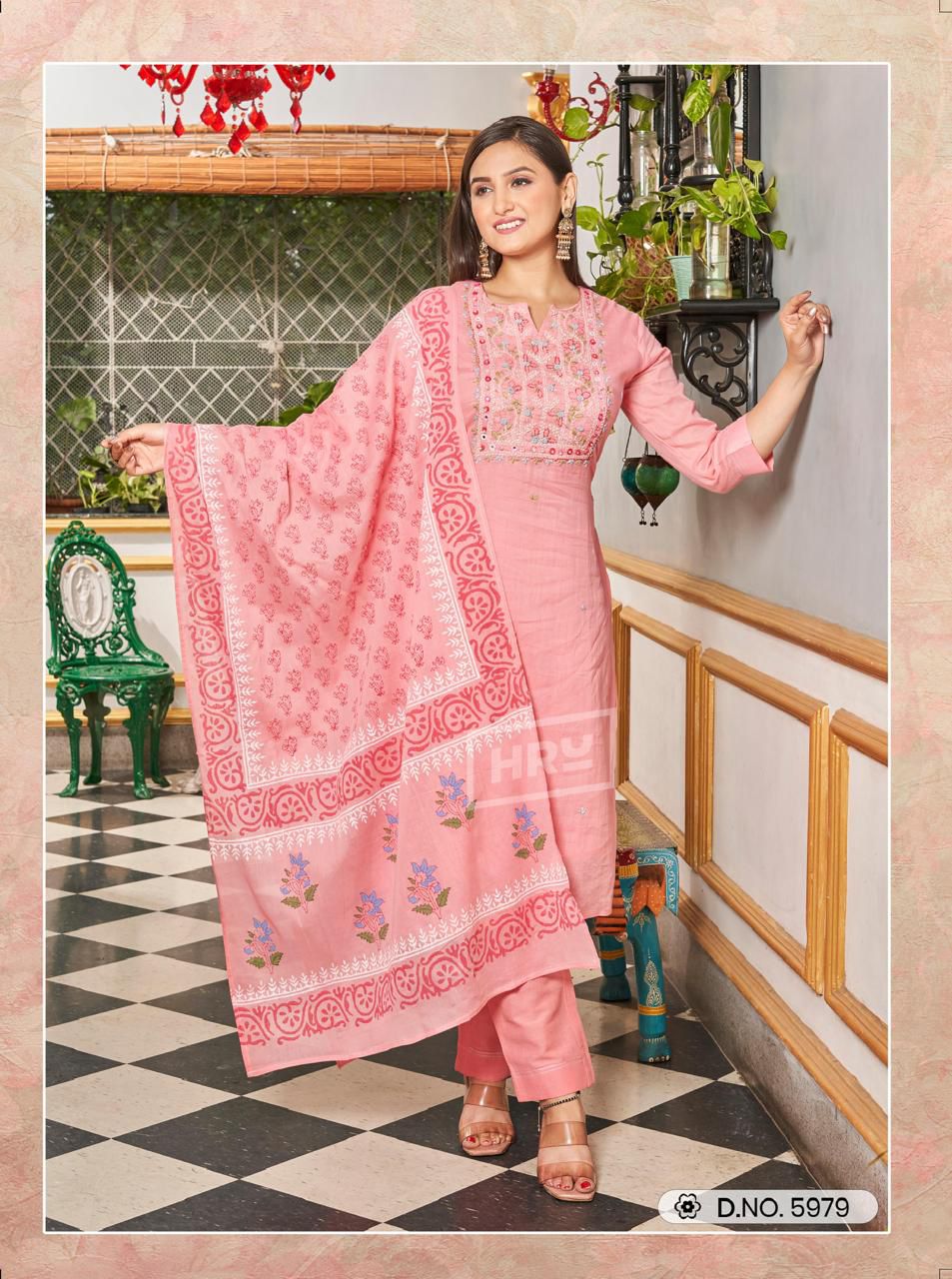HRU Lucknawi Suta Vol 4 Mal Mal Cotton Kurti With Bottom Dupatta Wholesale Shop In Surat